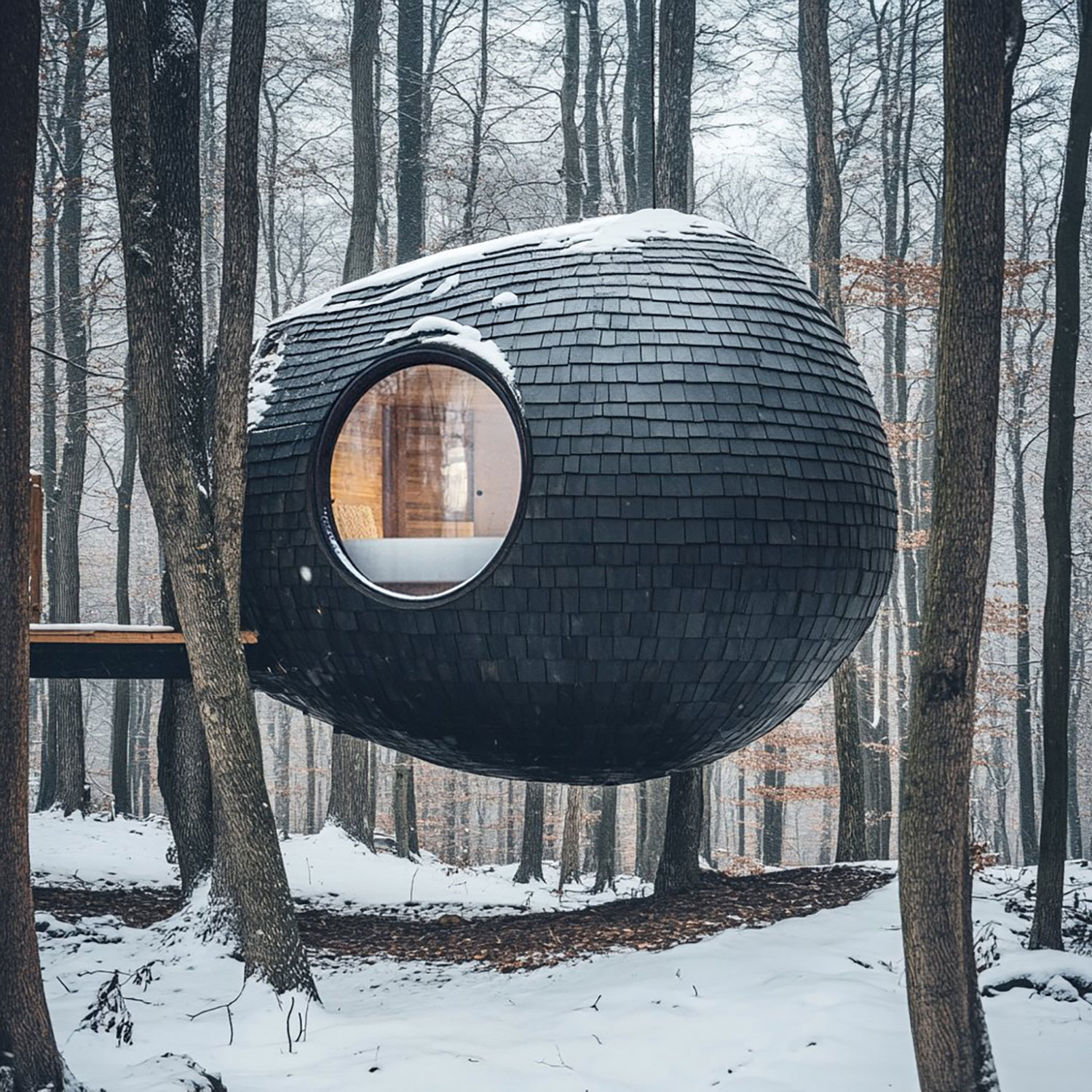 Antony Gibbon's 'Burl Treehouse': Shingled Sphere Treehouse Concept