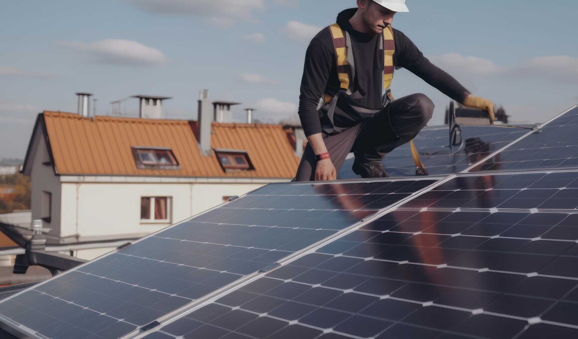 workers installing photovoltaic solar panels