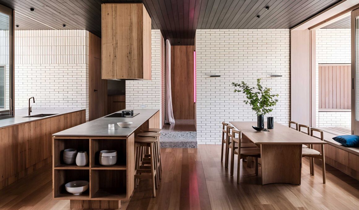 Open plan kitchen with dining room