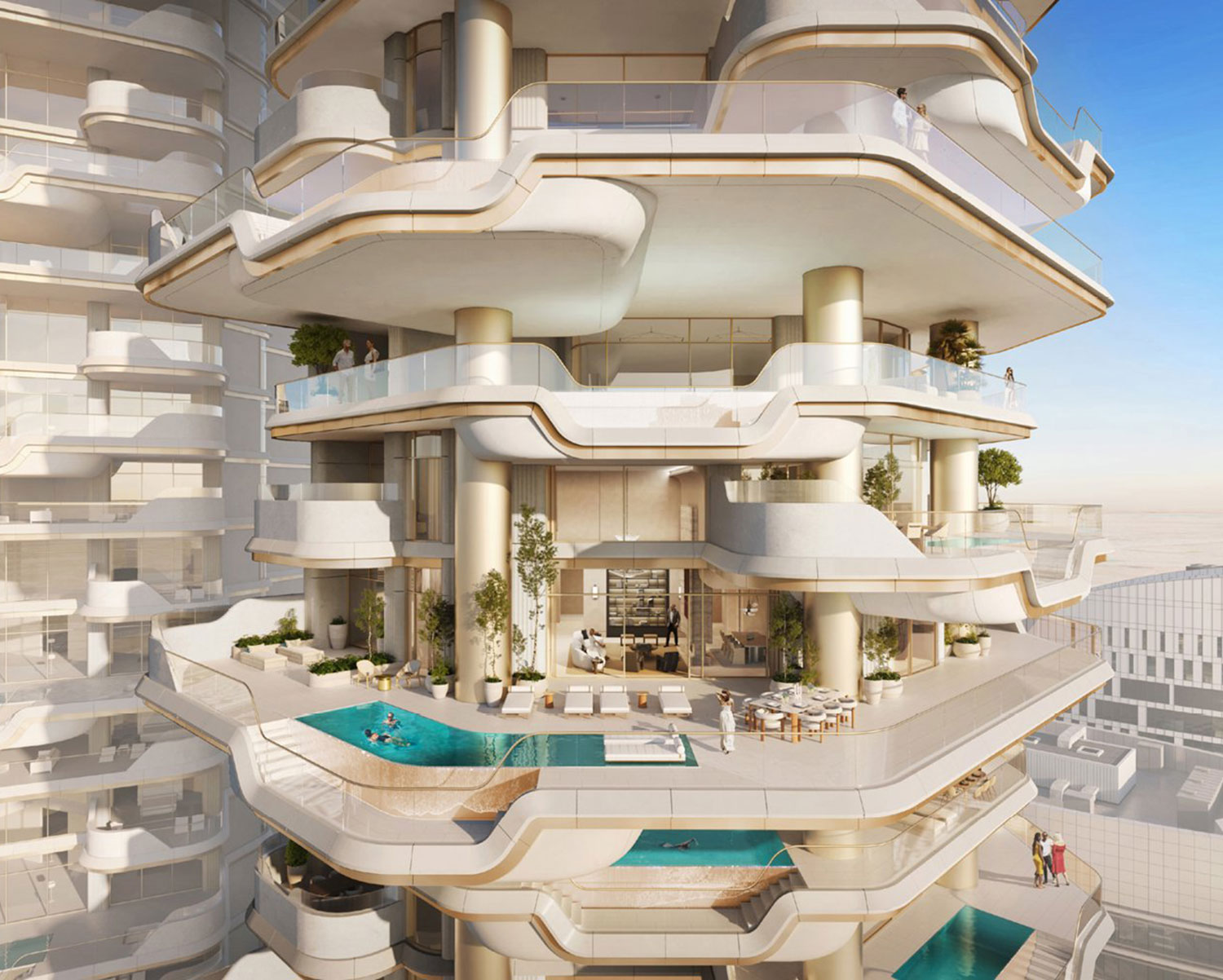 Foster + Partners' Regent Residences: Ultra-Luxury Living with Private Pools in Dubai 