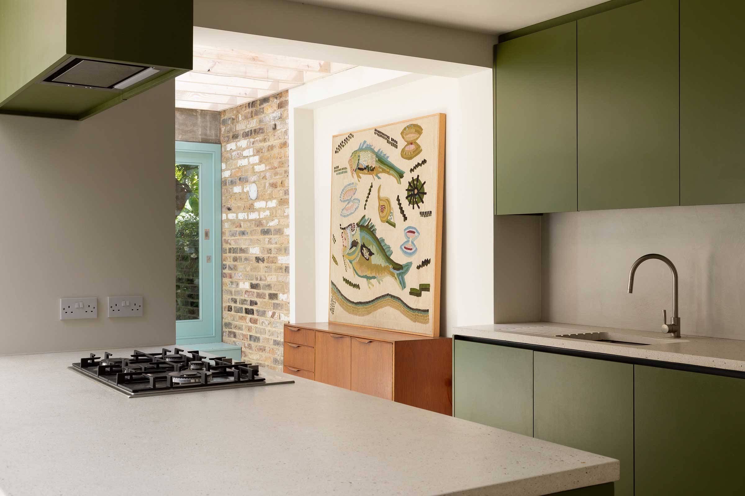 Kitchen renovated by reusing existing cabinets