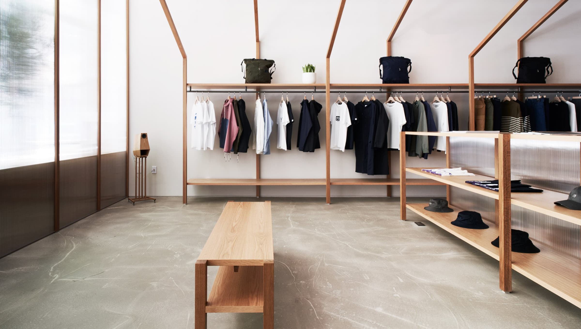 Interior of a store with displays and shelves