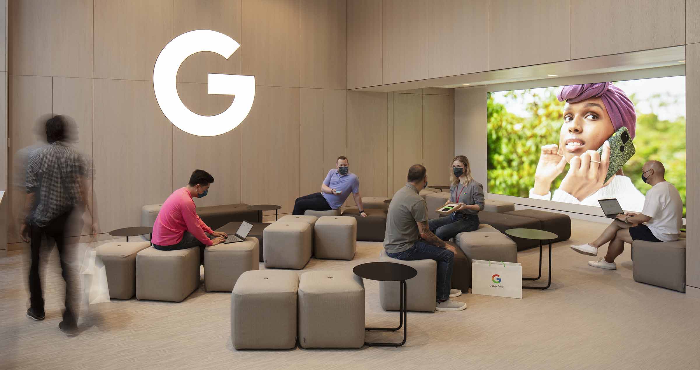 Digital signage inside the new Google Store in New York.